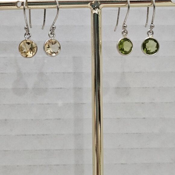 NEW, Set of 4 natural gemstones and Sterling Silver dangle earrings. - Picture 2 of 4